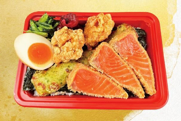 サーモンのレアかつ海苔弁当